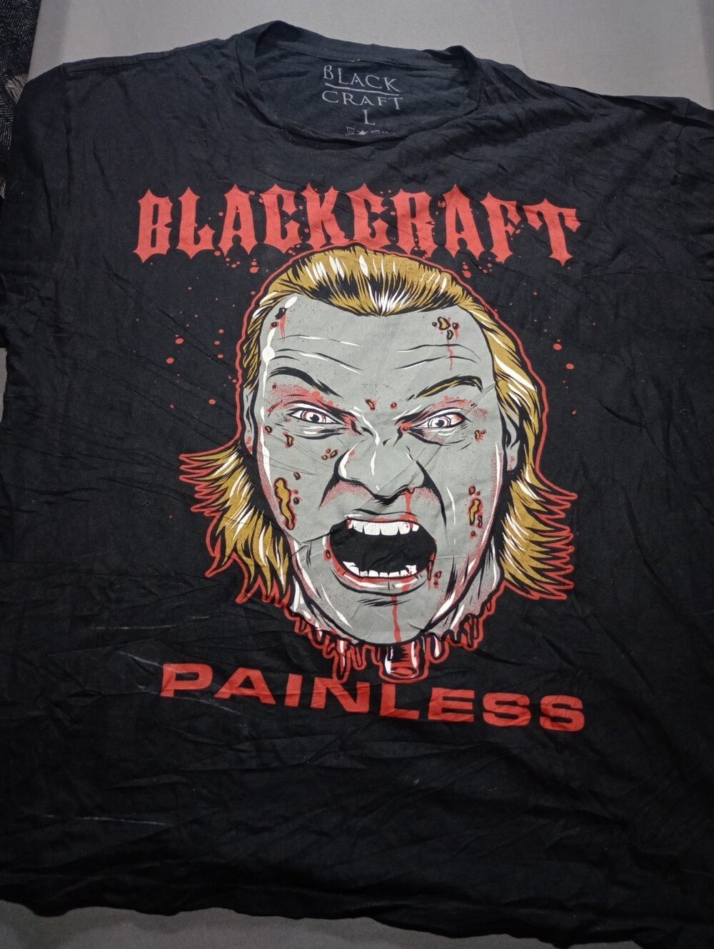 Black Craft Distressed T Shirt Men's Size Large